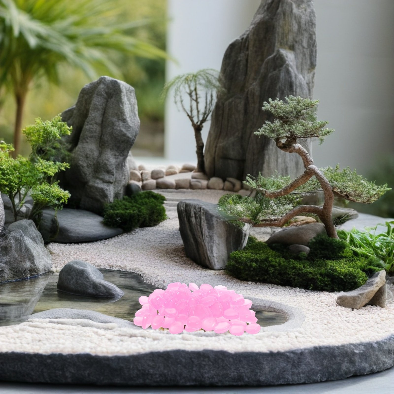 Aquarium Plant Violet - 400Pcs Glowing Pebbles Violet Resin Luminous