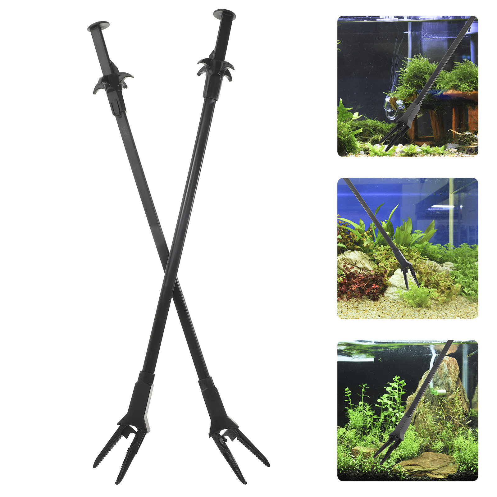 Planted Clip Tweezers - 2Pcs Water Plants Tweezer Black Long