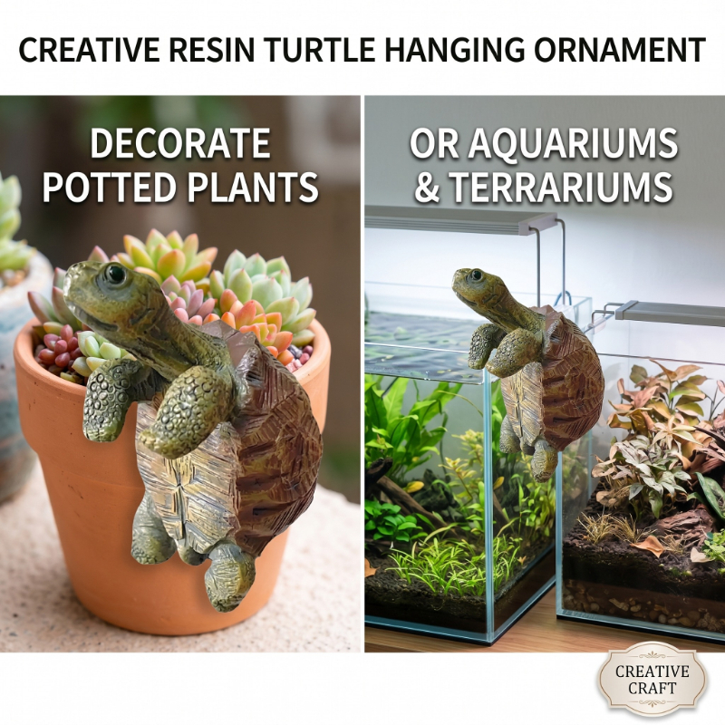Planted Aquarium With Fish - Fishing Turtle Hanging Turtle Figurine for