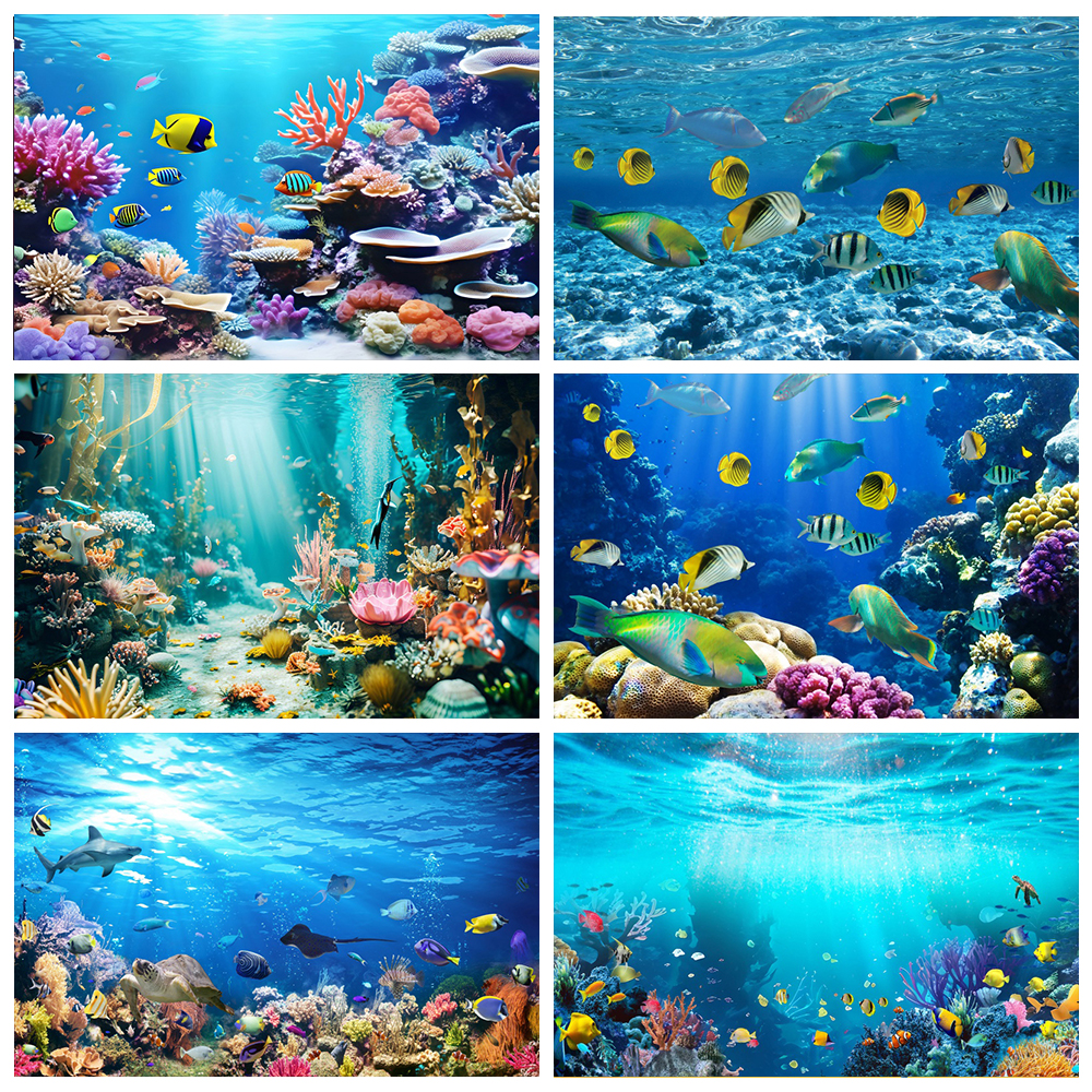 Aquarium Planted Background - Ocean Underwater World Fish Coral Aquarium
