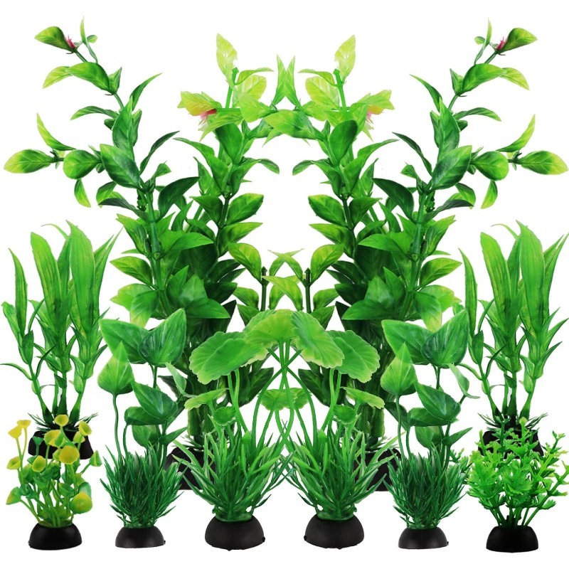 Planted Aquarium With Fish - 10/20Pcs Artificial Aquarium Plants Ornaments Green