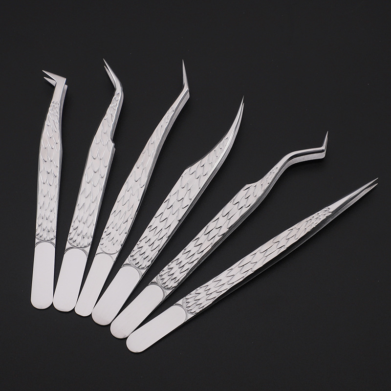 6PCS False Eyelash Tweezers Se - مراجعة Planted Clip Tweezers وسعره