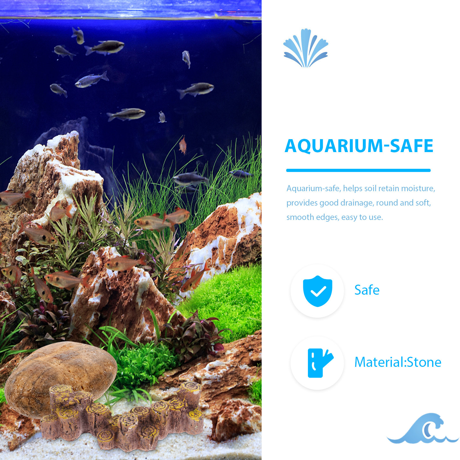 1Set Natural Polished Rain Flo - مراجعة Planted Aquarium With Rocks وسعره