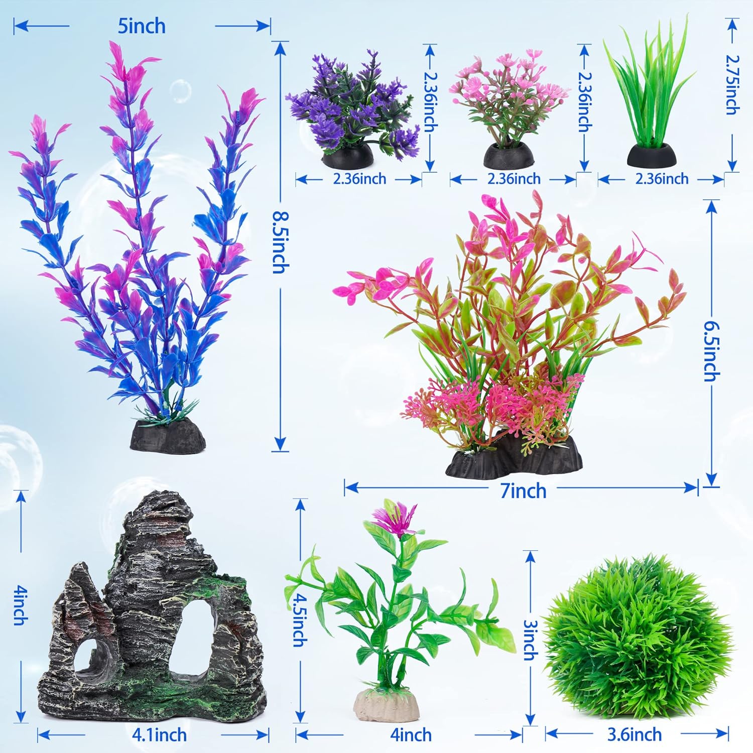 Aquarium Decor Set: Plastic Pl - مراجعة Planted Aquarium With Rocks وسعره