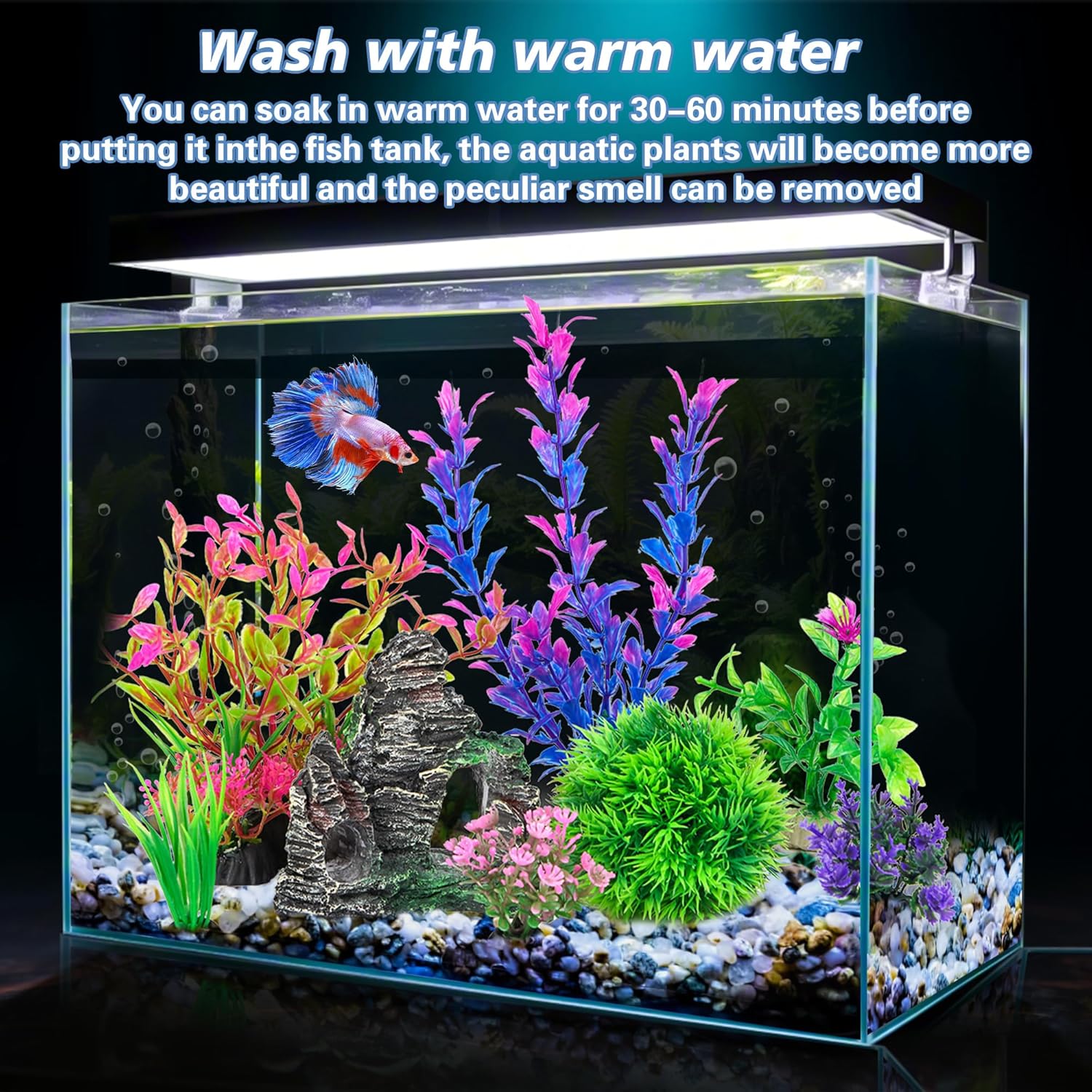 Aquarium Decor Set: Plastic Pl - مراجعة Planted Aquarium With Rocks وسعره