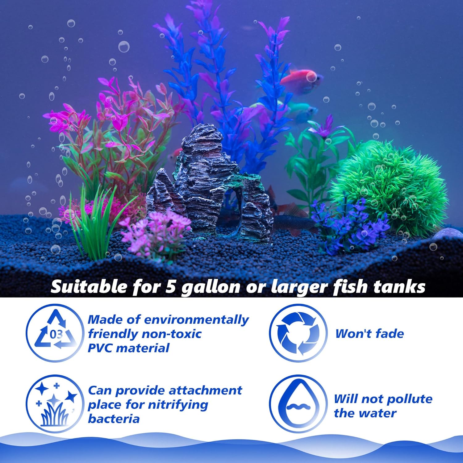 Aquarium Decor Set: Plastic Pl - مراجعة Planted Aquarium With Rocks وسعره